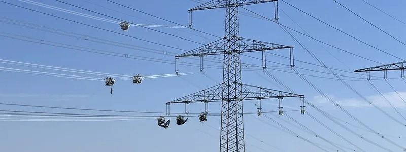 Strommast einer Stromtrasse in der Landschaft