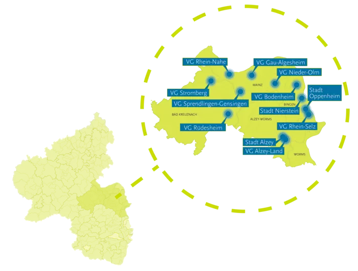 Teilnehmende Kommunen im ECM in der Region Rheinhessen-Nahe