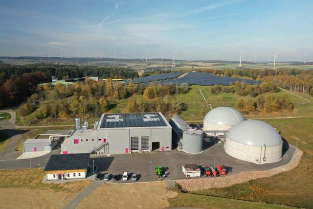 Luftbild der Biogasanlage in Kirchberg