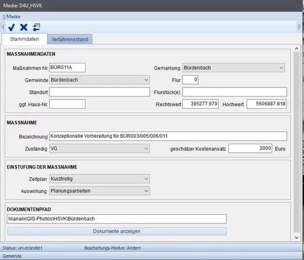 Alle Infos zu der jeweiligen Maßnahme werden im System gespeichert