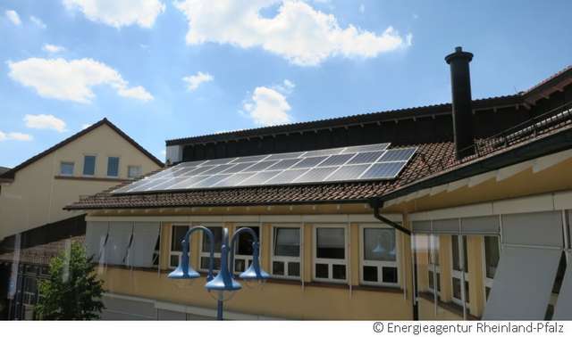 Haus mit Solaranlage auf dem Dach