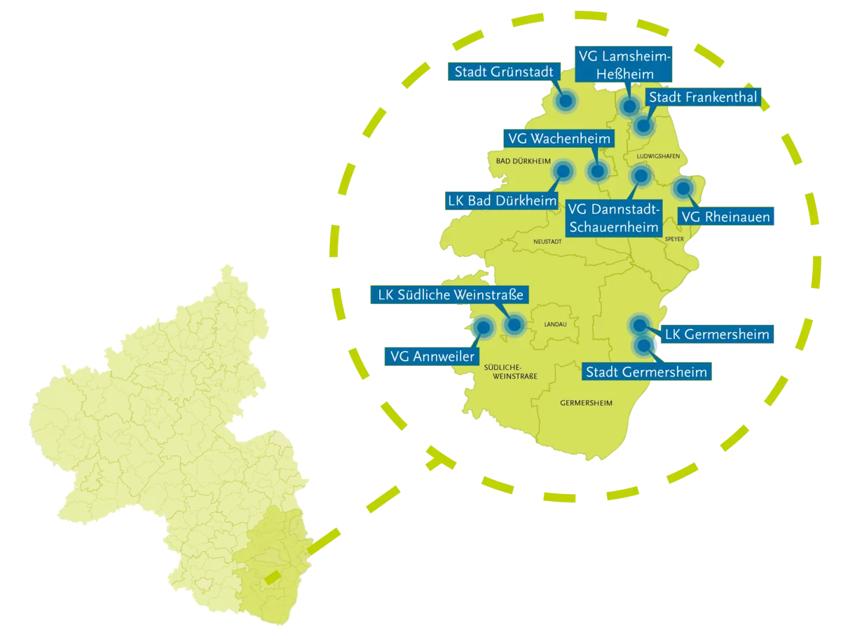 Teilnehmer-Kommunen in der Metropolregion Rhein-Neckar 2020