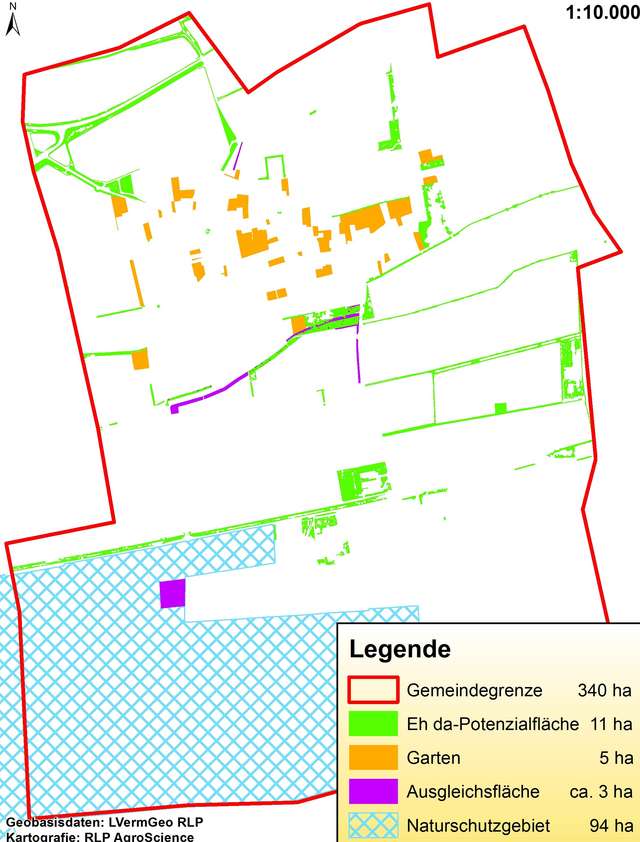 Karte mit Potenzialflächen in der Gemeinde Bornheim