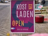 Werbeaufsteller für den KostNixLaden